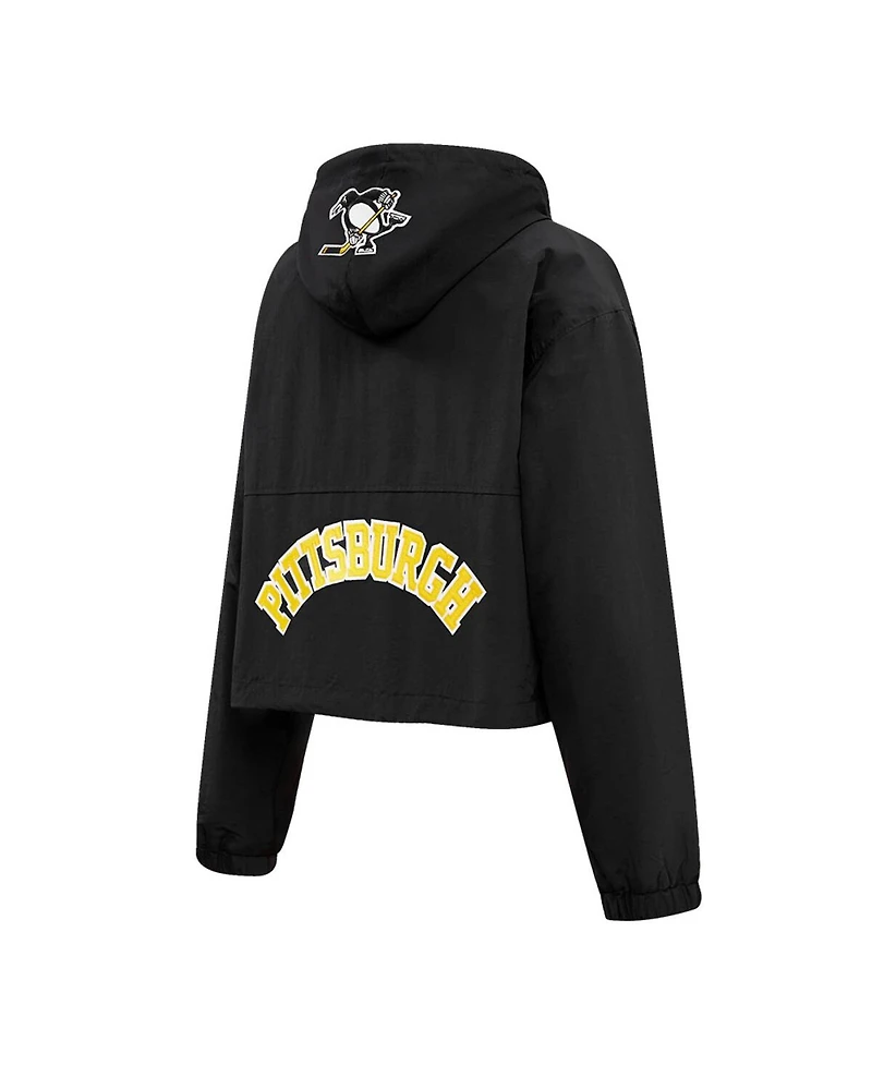 Women's Pro Standard Black Pittsburgh Penguins Classic Cropped Half-Zip Wind Jacket