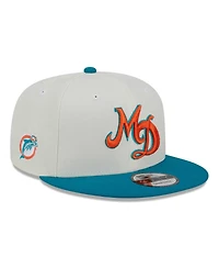 Men's New Era Cream, Aqua Miami Dolphins City Originals 9FIFTY Snapback Hat