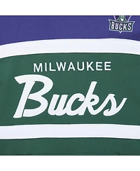 Men's Mitchell & Ness Green, Purple Milwaukee Bucks Head Coach Pullover Hoodie