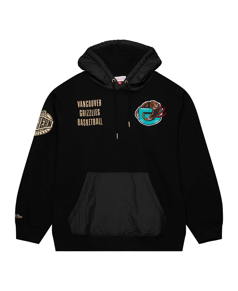 Men's Mitchell & Ness Black Distressed Vancouver Grizzlies Hardwood Classics Team Og 2.0 Vintage-Like Logo Fleece Pullover Hoodie