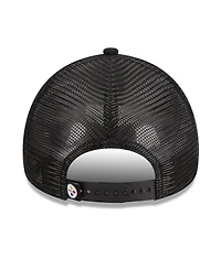 Women's New Era Black Pittsburgh Steelers McGee Trucker 9FORTY Adjustable Hat