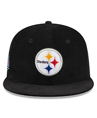 Men's New Era Black Pittsburgh Steelers Throwback Cord 59FIFTY Fitted Hat