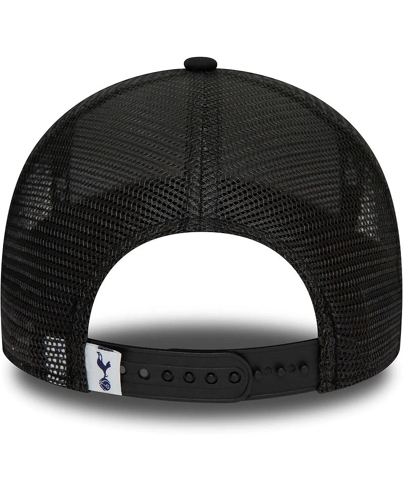 Men's New Era Black Tottenham Hotspur E-Frame Adjustable Trucker Hat