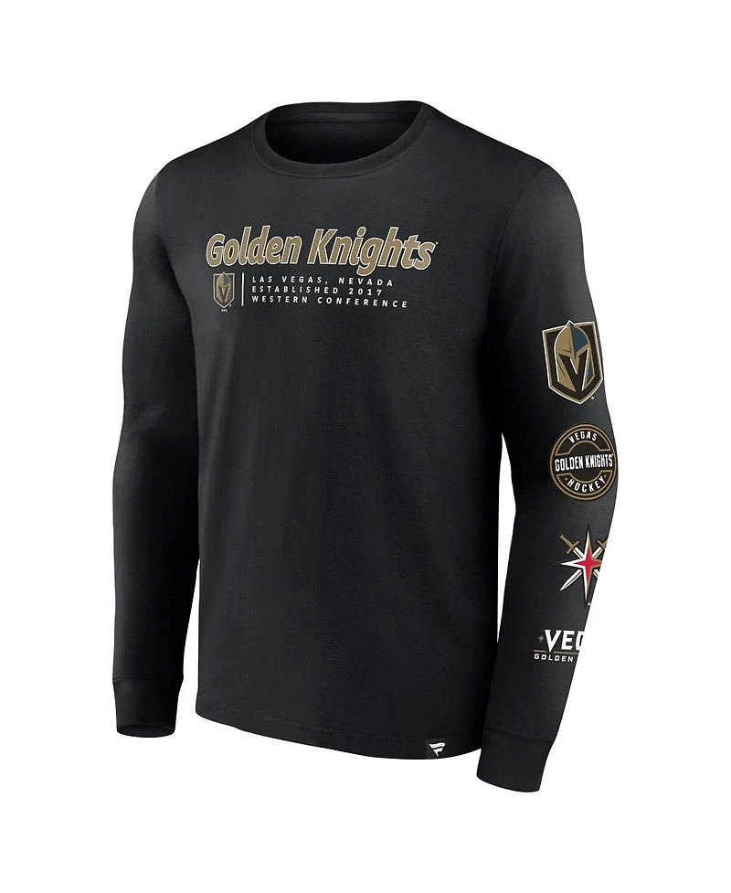 Men's Fanatics Black Vegas Golden Knights Strike the Goal Long Sleeve T-shirt