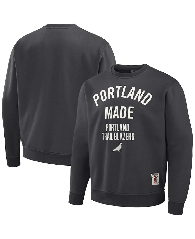 Men's Nba x Staple Anthracite Portland Trail Blazers Plush Pullover Sweatshirt