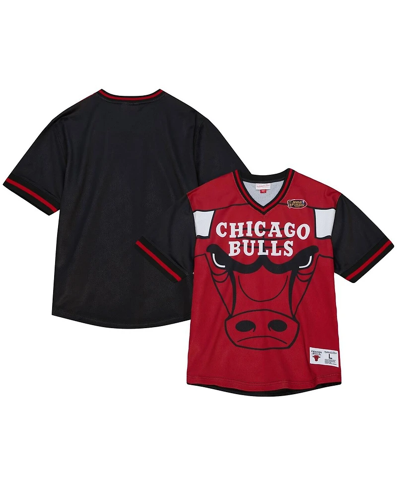 Men's Mitchell & Ness Red Chicago Bulls Jumbotron 3.0 Mesh V-Neck T-shirt