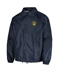Men's Dunbrooke Navy Milwaukee Brewers Coach's Raglan Full-Snap Windbreaker Jacket