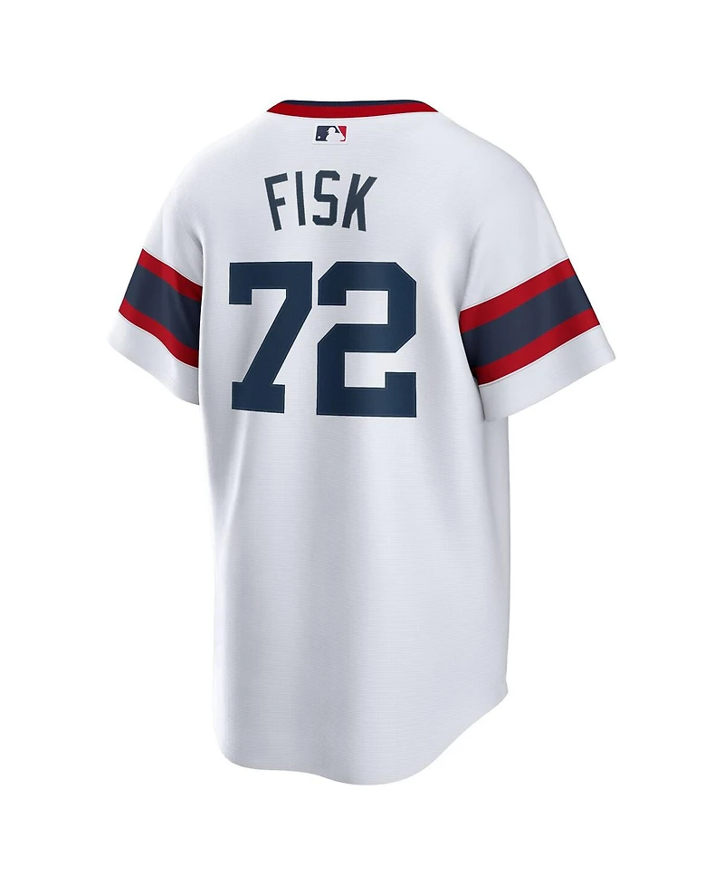Men's Nike Carlton Fisk White Distressed Chicago Sox Home Cooperstown Collection Team Player Jersey