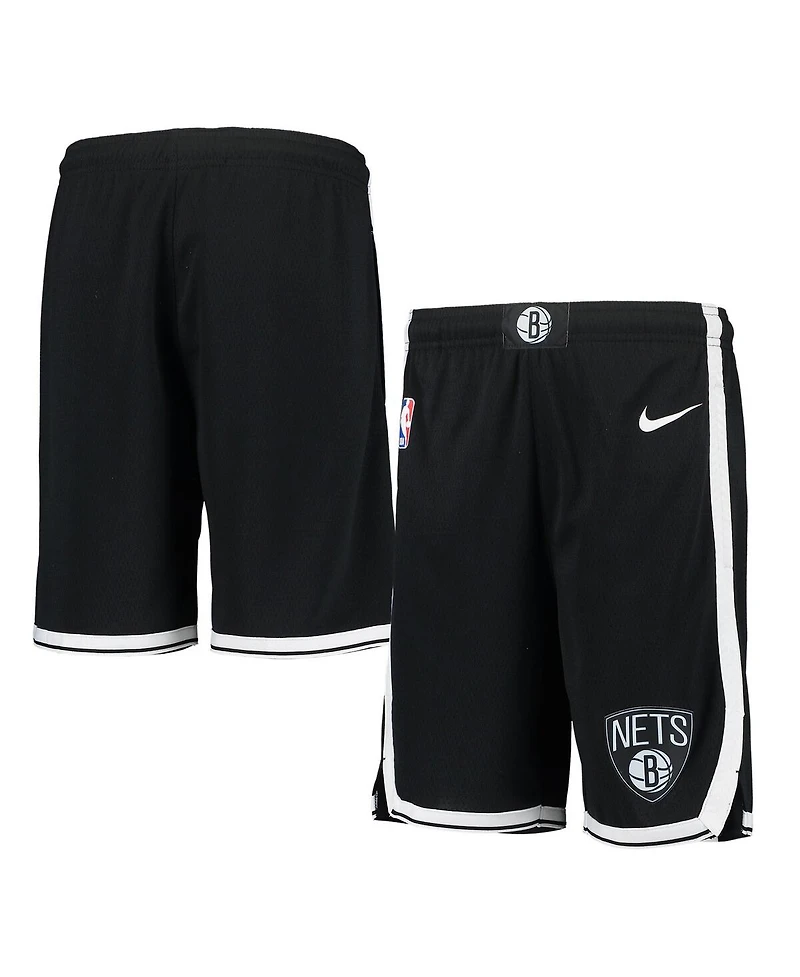 Big Boys and Girls Nike Black Brooklyn Nets 2020/21 Swingman Performance Shorts - Icon Edition