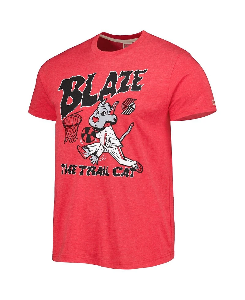 Men's and Women's Homage Red Portland Trail Blazers Team Mascot Tri-Blend T-shirt