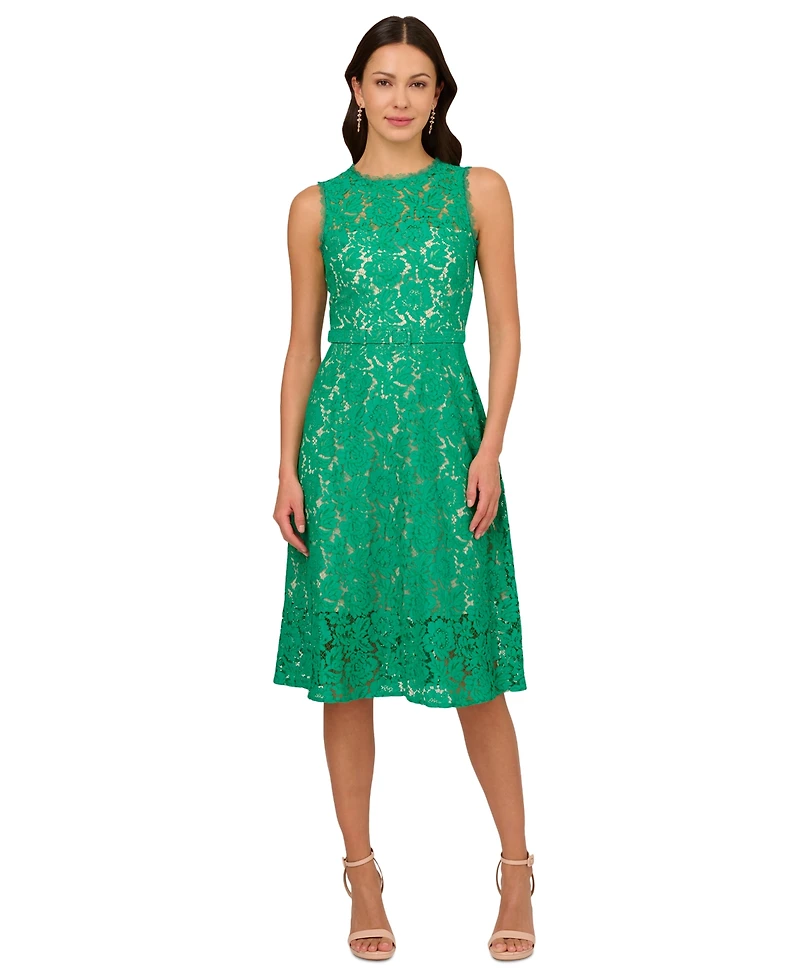 Adrianna Papell Women's Sleeveless Lace Midi Dress