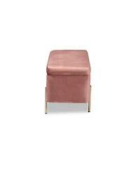 Baxton Studio Rockwell Contemporary Glam and Luxe Velvet Fabric Upholstered and Finished Metal Storage Bench