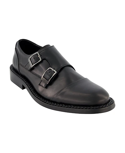 Karl Lagerfeld Paris Men's White Label Leather Double Monk Cap Toe Dress Shoes