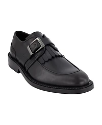 Karl Lagerfeld Paris Men's White Label Monk Strap Moc Toe with Fringe Shoes