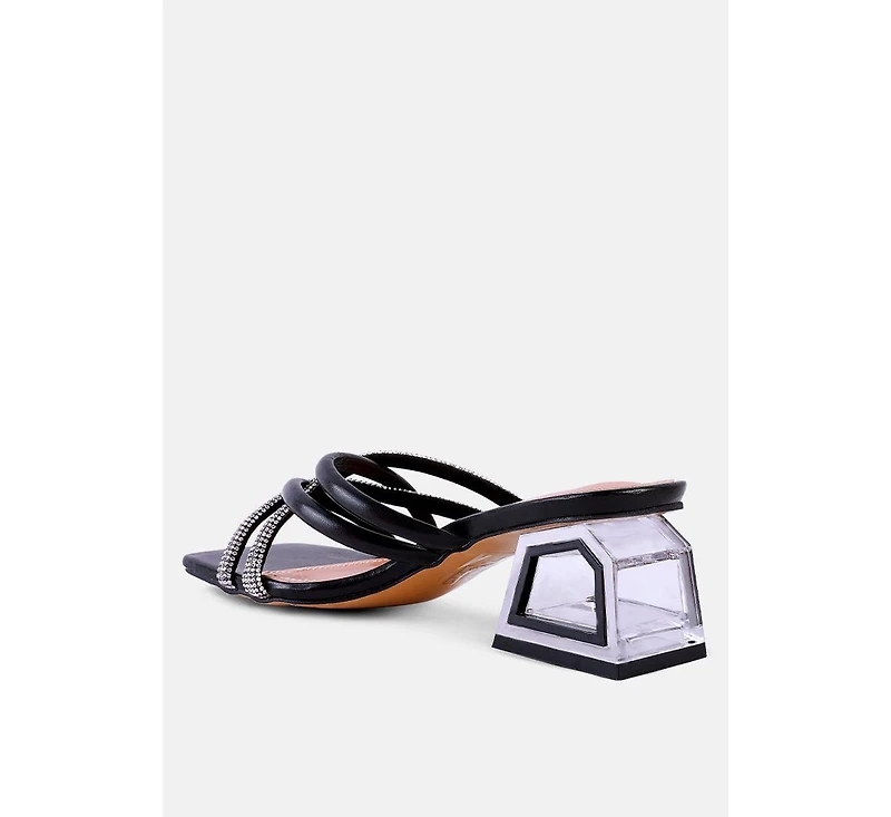 Parisian Cut Rhinestone Embellished Strap Sandals