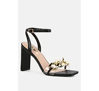 Bottom Kiss Chain Strap Italian Block Heel Sandals