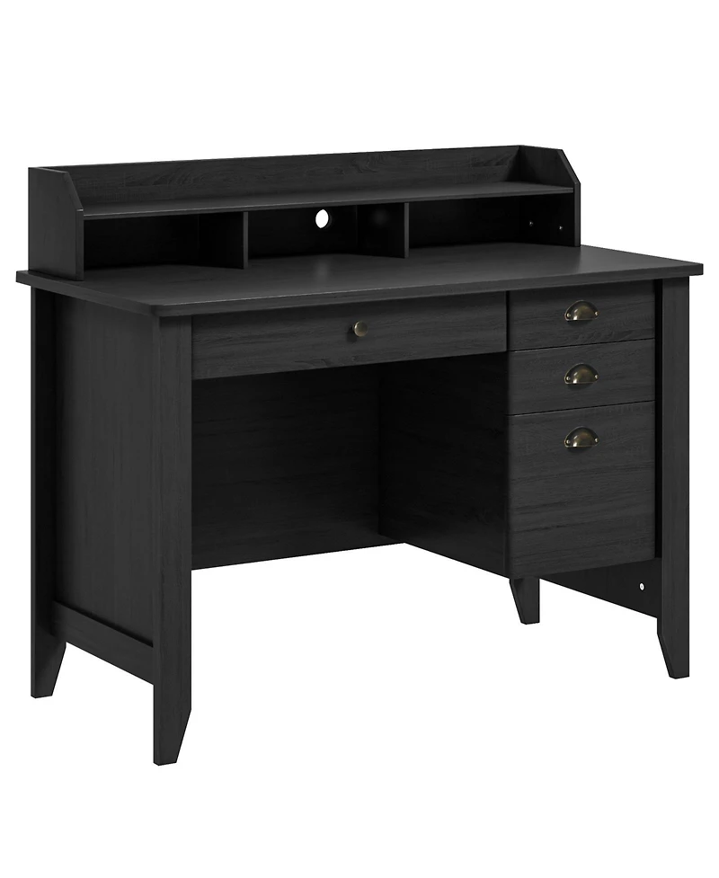 Vintage like Computer Desk with Storage Shelves and 4 Drawers