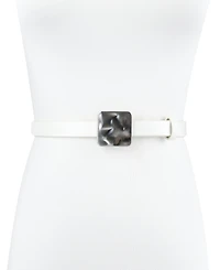Calvin Klein Women's Skinny Hammered Plaque Buckle Belt