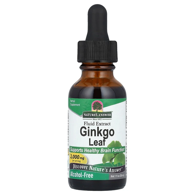 Nature's Answer Ginkgo Leaf Fluid Extract Alcohol-Free 2 000 mg - 1 fl oz (30 mL)