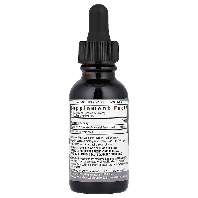Nature's Answer Skullcap Extract Alcohol-Free 665 mg - 1 fl oz (30 ml)