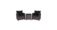 Slickblue 3 Pcs Patio Rattan Furniture Set Cushioned Conversation Coffee Table