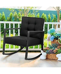 Slickblue Patio Rattan Rocker Outdoor Glider Rocking Chair Cushion Lawn