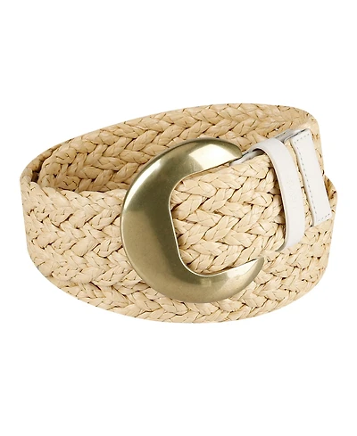 Levi's Women's Fully Adjustable Raffia Belt with Statement Buckle