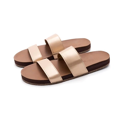 Women S Zensole Vistas Faux Leather Double Strap Slide Sandals