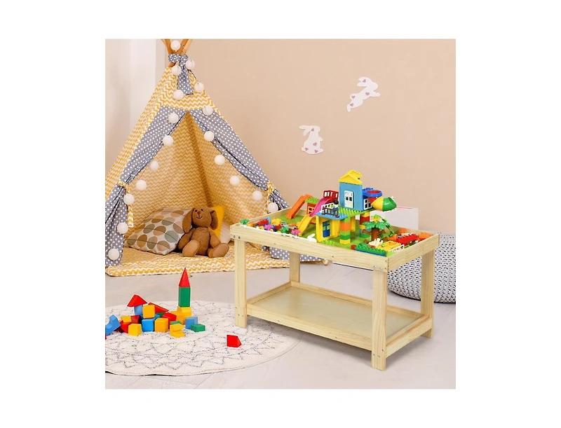 Slickblue Kids Solid Multifunctional Wood Activity Play Table