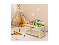 Slickblue Kids Solid Multifunctional Wood Activity Play Table