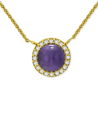 Giani Bernini Onyx & Cubic Zirconia Halo Pendant Necklace 18k Gold-Plated Sterling Silver, 16" + 2" extender (Also Dyed Howlite), Created for Ma