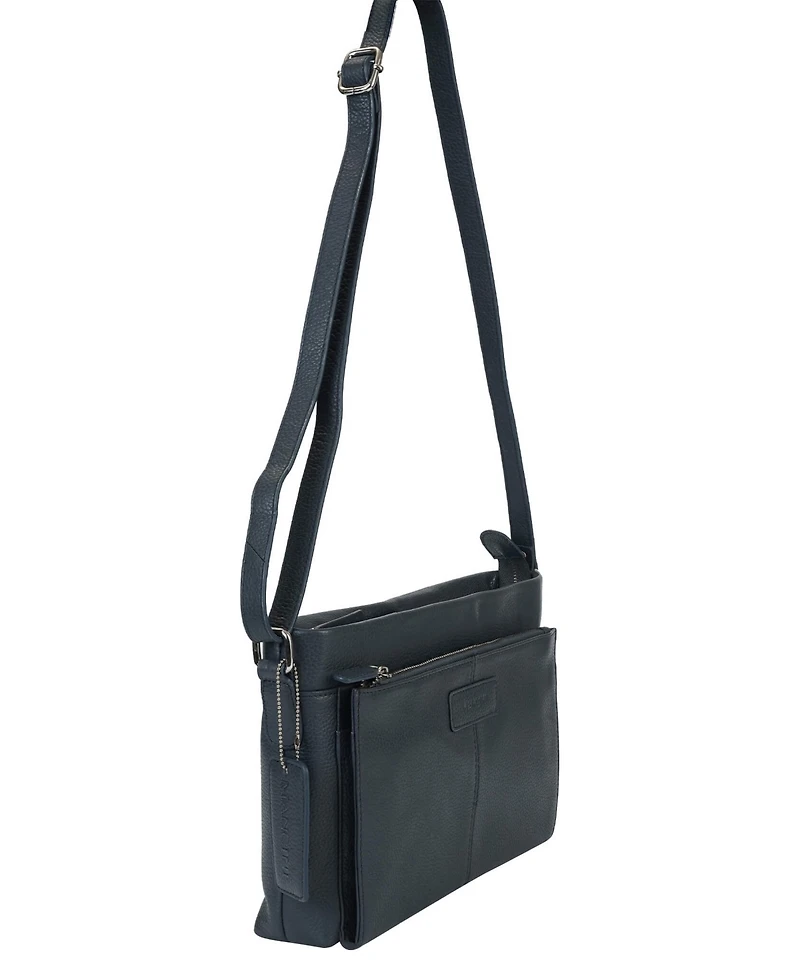 Mancini Pebble Loretta Leather Crossbody Handbag with Organizer