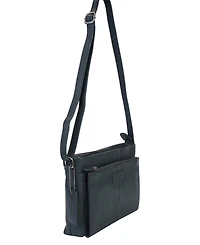 Mancini Pebble Loretta Leather Crossbody Handbag with Organizer
