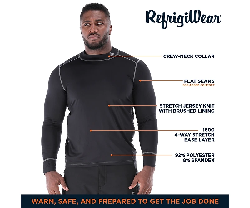 RefrigiWear Men's Lightweight Stretch Knit Base-Layer Top