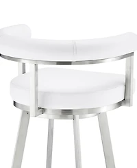 Armen Living Magnolia 30" Swivel Bar Stool in Brushed Stainless Steel with Faux Leather
