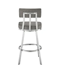 Armen Living Benjamin 30" Swivel Bar Stool in Brushed Stainless Steel with Faux Leather