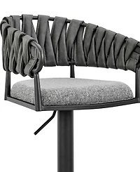 Armen Living 32"-42" Blaise Adjustable Swivel Counter or Bar Stool in Metal with Fabric and Faux Leather