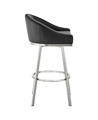 Armen Living Eleanor 30" Swivel Bar Stool in Brushed Stainless Steel with Faux Leather