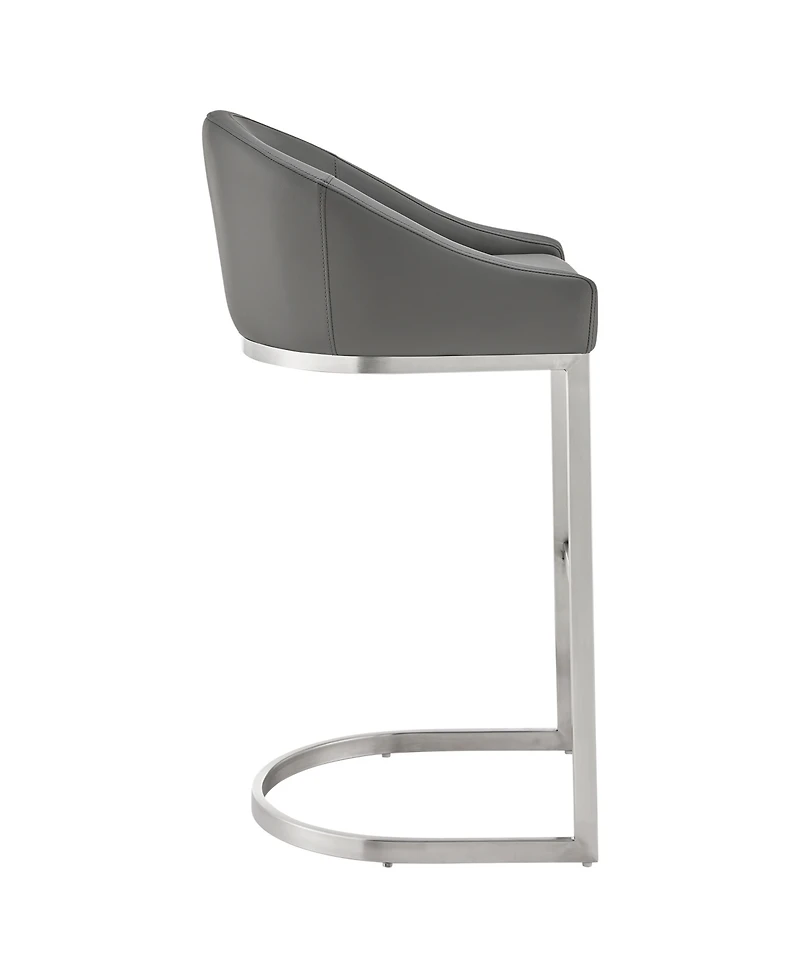 Armen Living Katherine 26" Counter Stool in Brushed Stainless Steel with Faux Leather