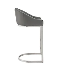 Armen Living Katherine 26" Counter Stool in Brushed Stainless Steel with Faux Leather