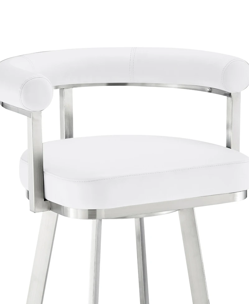 Armen Living Magnolia 26" Swivel Counter Stool in Brushed Stainless Steel with Faux Leather