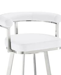 Armen Living Magnolia 26" Swivel Counter Stool in Brushed Stainless Steel with Faux Leather