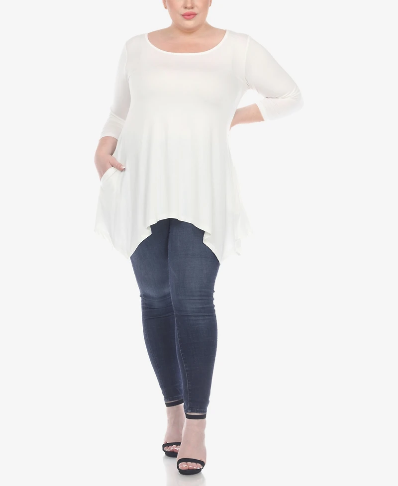 White Mark Plus Makayla Scoop Neck Tunic Top