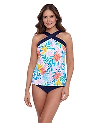 ShapeSolver by Mimi Flamingo Women's Criss Cross Neck Tankini Swimsuit Top