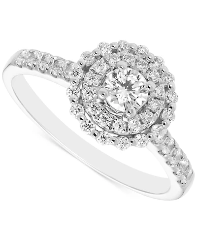 Diamond Double Halo Engagement Ring (5/8 ct. t.w.) in 14k White Gold