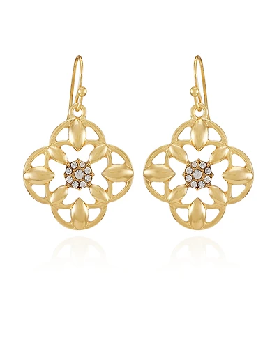 T Tahari Gold-Tone Glass Stone Drop Earrings