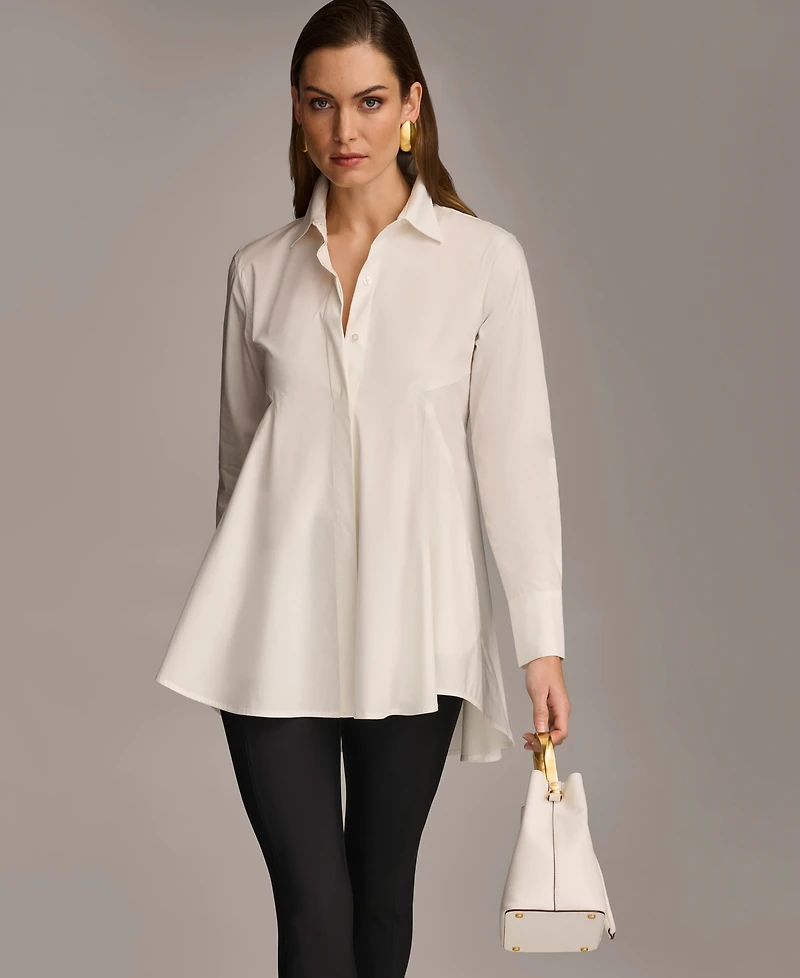 Donna Karan New York Women's A-Line Button Down Poplin Tunic