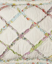 Laura Ashley Ruffle Garden Appliqued Diamond Cotton Sham, Standard