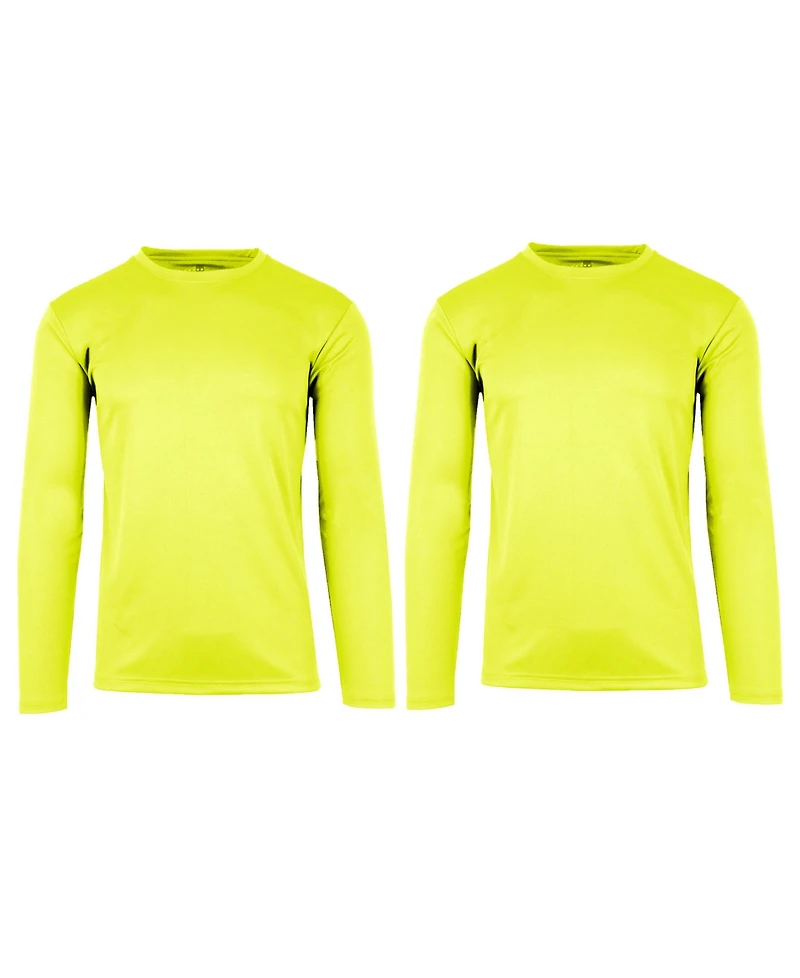 Galaxy By Harvic Men's Long Sleeve Moisture-Wicking Performance Crew Neck Tee -2 Pack