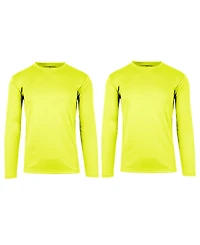 Galaxy By Harvic Men's Long Sleeve Moisture-Wicking Performance Crew Neck Tee -2 Pack